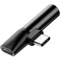 Baseus 90° adaptér USB-C/USB-C + 3.5mm jack, černá