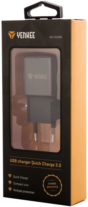 YENKEE YAC 2023BK USB nabíječka QC3.0, černá_76825143