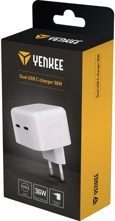 YENKEE síťová nabíječka Dual YAC 2133, 2x USB-C, 36W, bílá_1877094862