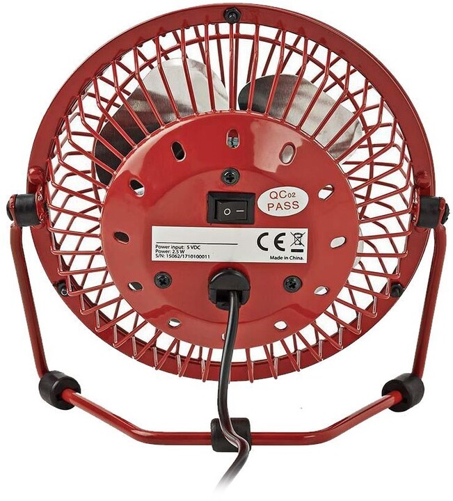 NEDIS mini ventilátor, stolní, USB, červená_197013181