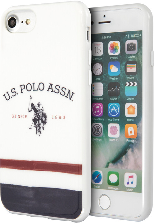 U.S. Polo ochranný kryt TPU Tricolore pro iPhone 8/SE2, bílá_1273999539