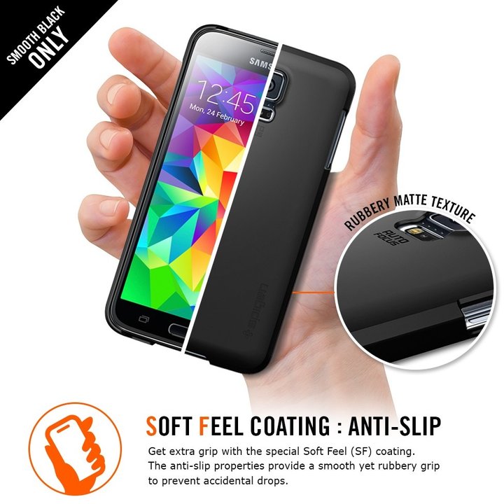 Spigen Ultra Fit, smooth black pro Galaxy S5_2118232128