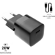 FIXED síťová nabíječka Mini s USB-C, PD, MFI, 20W, černá + USB-C - Lightning kabel, 1m, černá_770034143