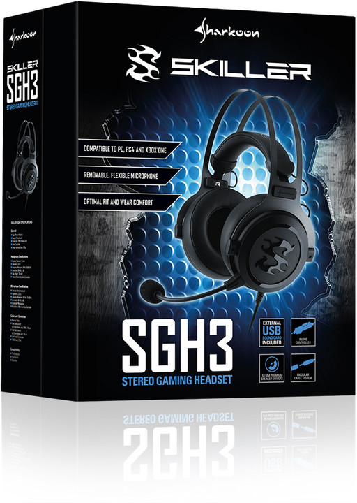 Sharkoon SKILLER SGH3, černá + SB1 externí zvuková karta_1156258031