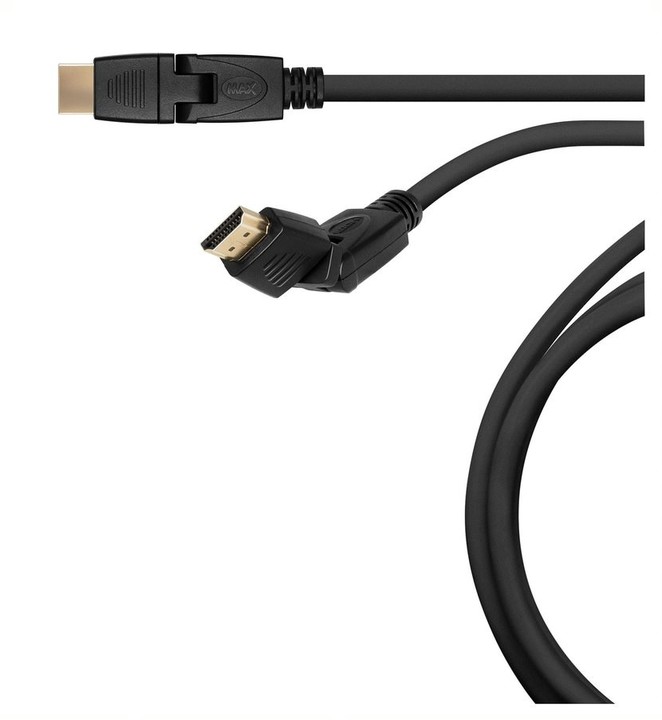MAX MHC32R1B kabel HDMI 2.0b otočné konektory 2m, černá_620041999