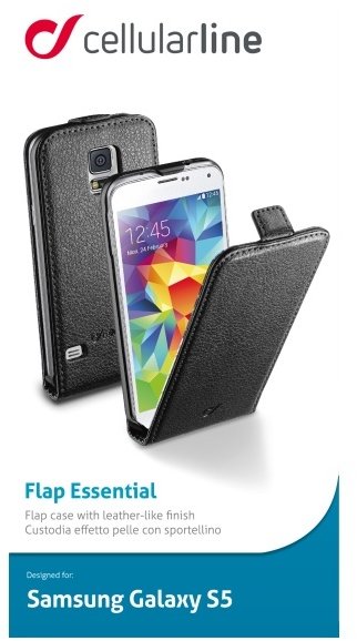 CellularLine Flap Essential pouzdro pro Galaxy S5, černá_878280562