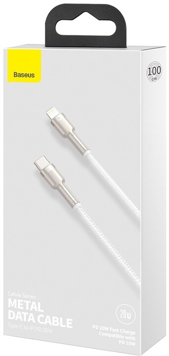BASEUS kabel Cafule Series, USB-C - Lightning, M/M, nabíjecí, datový, 20W, 1m, bílá_1847900847