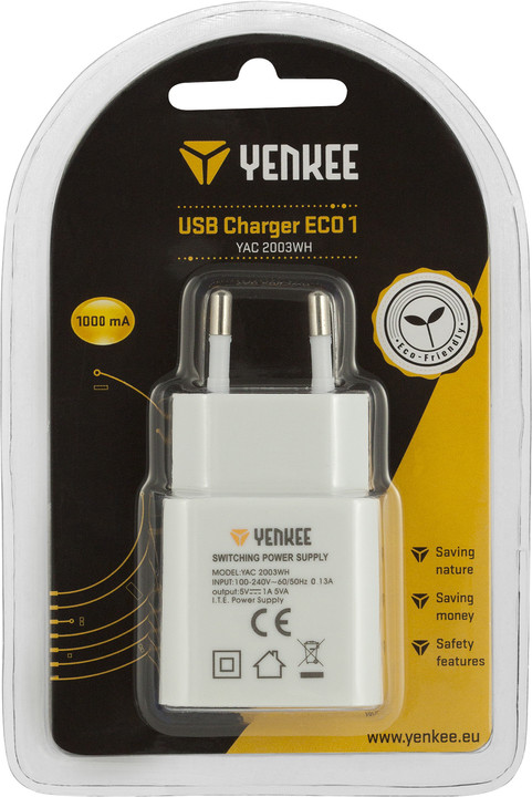 YENKEE YAC 2003WH USB Nabíječka 1000mA_710030156