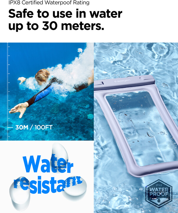 Spigen vodotěsné plovoucí pouzdro Aqua Shield, modrá, 2ks_272786501