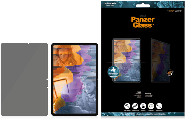 PanzerGlass ochranné sklo Edge-to-Edge pro Samsung Galaxy Tab S7, antibakteriální, Privacy, čirá_1995444853