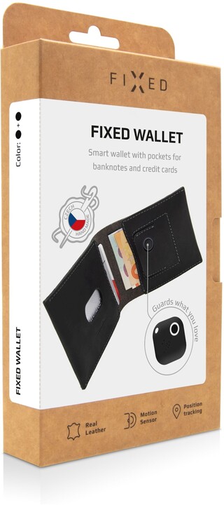 FIXED peněženka Smile Wallet se smart trackerem, kožená, černá_567484533