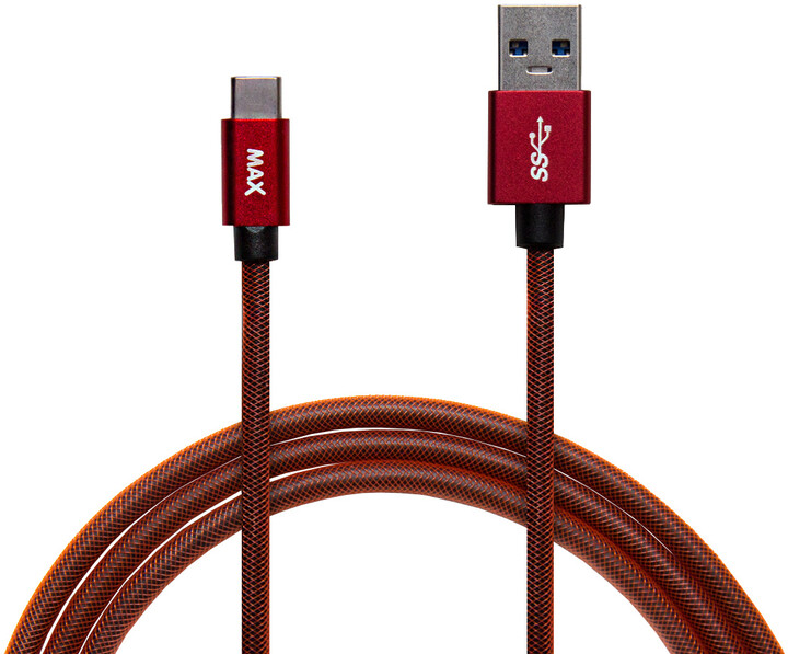 MAX kabel USB-C opletený, 1m, červená_1191353420