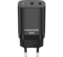 Cubenest síťová nabíječka S2D1, PD, 35W, 2x USB-C, černá_23162287
