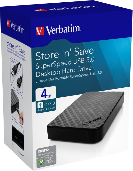 Verbatim Store 'n' Save, USB 3.0 - 4TB, černá