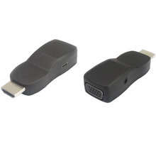 PremiumCord převodník HDMI na VGA miniaturní provedení se zvukem a napájecím konektorem, černá