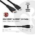 Club3D Mini HDMI na HDMI 2.0, podpora 4k/60Hz, obousměrný, 1m_15544012