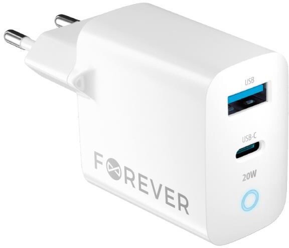 Forever síťová nabíječka TC-06-20AC, USB-C, USB-A, 20W, bílá_1407767732