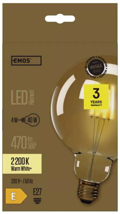 Emos LED žárovka Vintage G125, 4W, E27, teplá bílá+_1715586719
