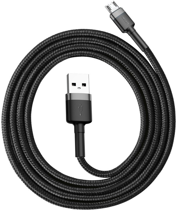 Baseus odolný nylonový kabel USB Micro 1.5A 2M, šedá + černá_1343813239