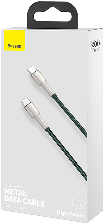 BASEUS kabel Cafule USB-C - USB-C, nabíjecí, datový, 100W, 2m, zelená_113367700