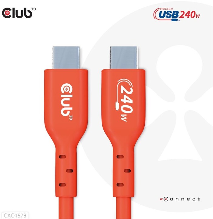 Club3D kabel USB-C, Data 480Mb,PD 240W(48V/5A) EPR, M/M, 2m_1809158546