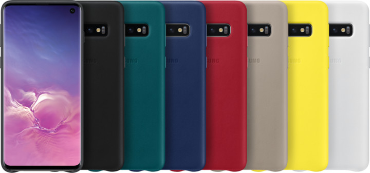 Samsung kožený zadní kryt pro Samsung G973 Galaxy S10, šedá_1221578129