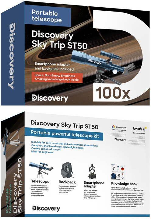 Discovery Sky Trip ST50 Telescope, modrá + kniha &quot;Vesmír. Neprázdná prázdnota&quot;_134685726