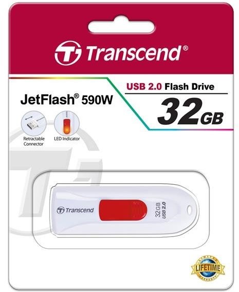 Transcend JetFlash 590W 32GB, bílá_260008134
