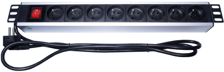PremiumCord panel napájecí do 19&quot; racku 1.5U, 8x230V, 2m kabel, vypínač_2116643045