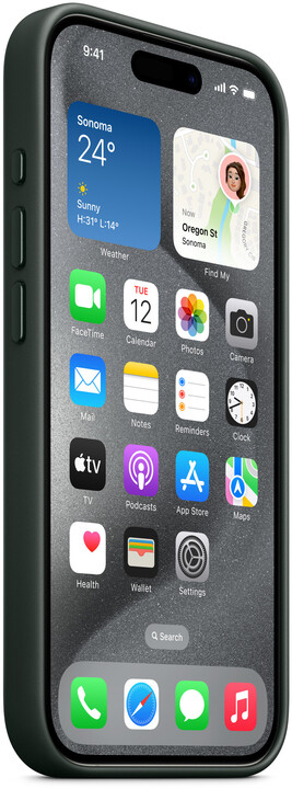 Apple kryt z tkaniny FineWoven s MagSafe na iPhone 15 Pro, listově zelená_516245342