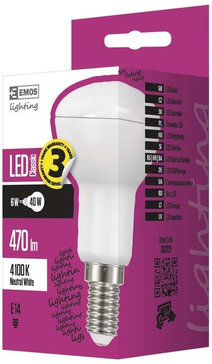 Emos LED žárovka Classic R50 6W E14, neutrální bílá_853891688