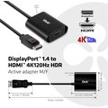 Club3D adaptér aktivní DisplayPort 1.4 na HDMI 4K120HZ HDR (M/F), černá_1918389347