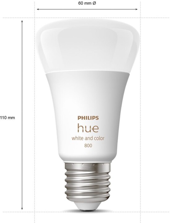 Philips Hue White and Color Ambiance 6.5W 800lm E27 4ks_18037145