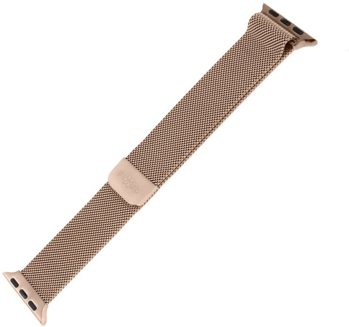 FIXED síťovaný nerezový řemínek Mesh Strap pro Apple Watch 42/44/45mm, růžově zlatý_133734323