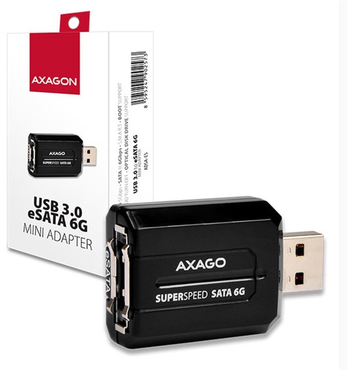 AXAGON USB3.0 - eSATA 6G MINI adaptér, stříbrný_1239111913