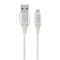 Gembird kabel CABLEXPERT USB-A - MicroUSB, M/M, opletený, PREMIUM QUALITY, 2m, bílá/stříbrná_1790485561