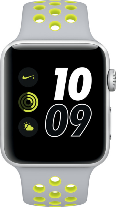 Apple Watch Nike + 42mm Silver Aluminium Case with Flat Silver/Volt Nike Sport Band_985308258