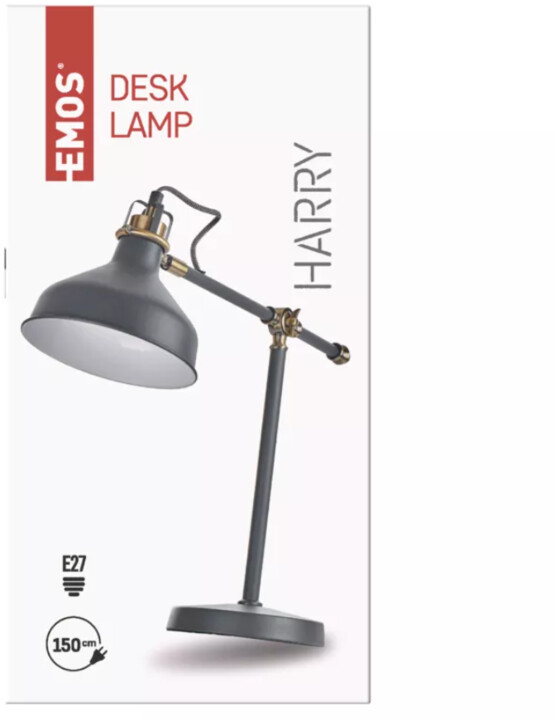 Emos stolní lampa Harry na žárovku E27, tmavě šedá_953754694