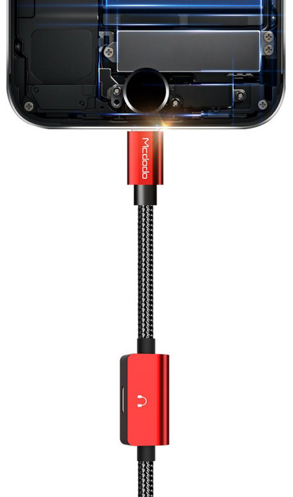 Mcdodo MT series 2-in-1 USB AM To Lightning + Lightning Audio Adapter (1,2 m) Red_804927901