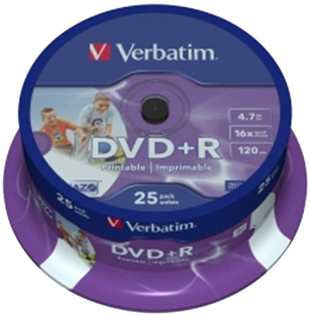 Verbatim DVD+R Printable (Inkjet) 16x 4,7GB spindl 25ks_1897495113