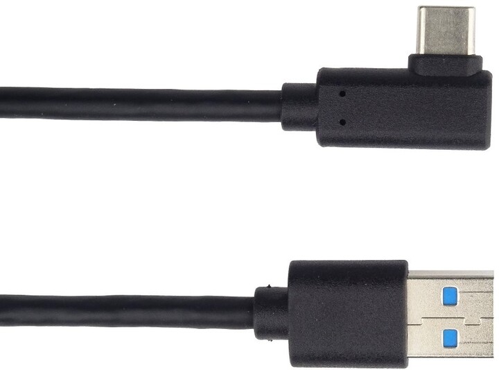 PremiumCord Kabel USB-C, zahnutý konektor 90° - USB 3.0 A/M, 50cm