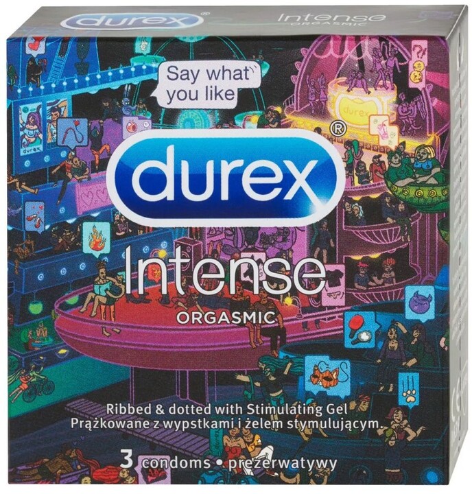 Kondomy Durex Intense Orgasmic, vroubkované, 3 ks_434942188