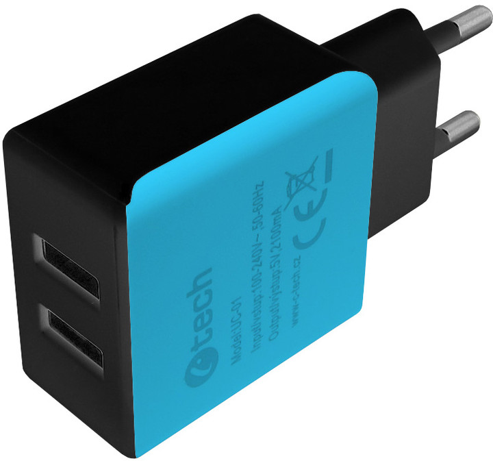Nabíječka USB C-TECH UC-01, 2x USB, 2,1A, černo-modrá (v ceně 159 Kč)_639153526