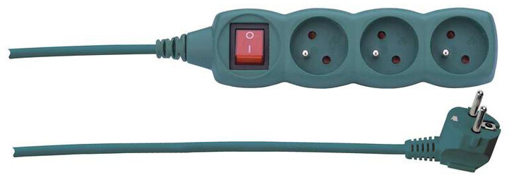 Emos prodlužovací kabel s vypínačem 3 zásuvky 3m, zelená