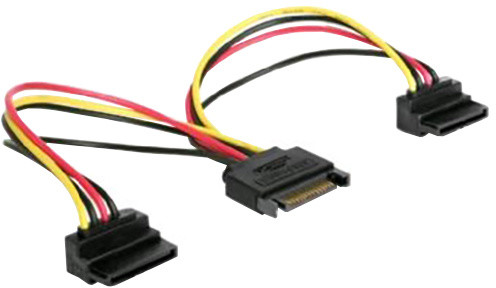 Gembird CABLEXPERT kabel SATA napájecí na 2x SATA 90°, rozdvojka, 15cm_1303058342