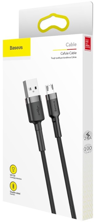 Baseus odolný nylonový kabel USB Micro 1.5A 2M, šedá + černá_1178753299