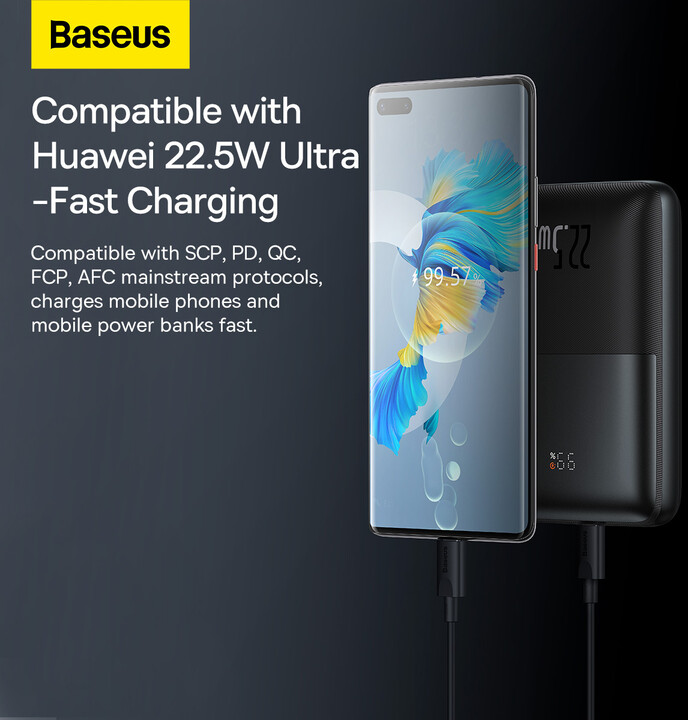 Baseus powerbanka s digitálním displejem Bipow Pro, 20000mAh, 22,5W, černá +_502425453