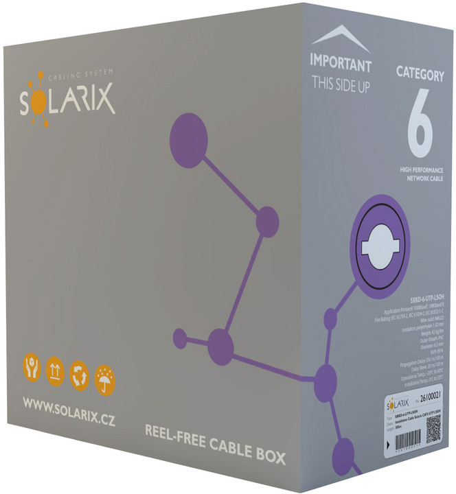 Solarix instalační kabel CAT6 UTP LSOH E 305m/box SXKD-6-UTP-LSOH_302853160