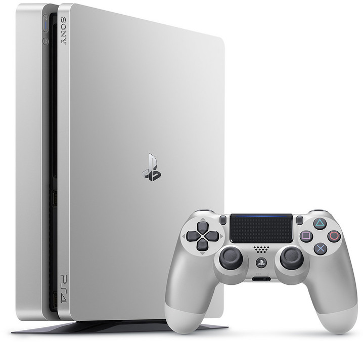 PlayStation 4 Slim, 500GB, stříbrná + 2x DS4_339007976