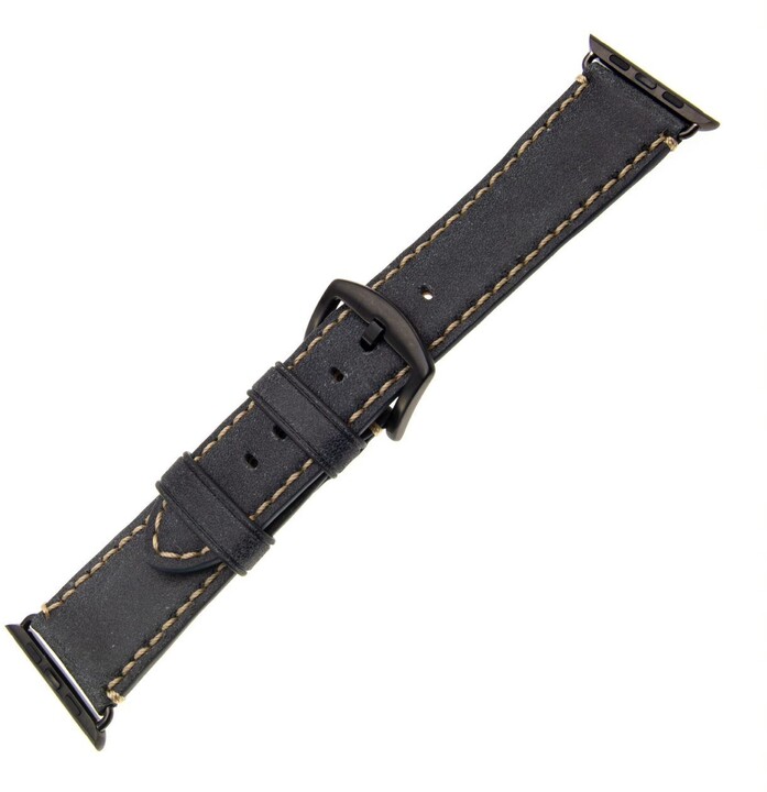 FIXED Berkeley kožený řemínek pro Apple Watch 42mm a 44mm s černou sponou, uhlově černý_1481994766